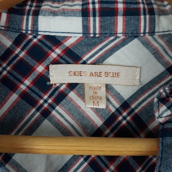 Stitch Fix Skies are Blue Blouse Plaid Button Front  Shirt Long Sleeve Medium - Picture 3 of 4